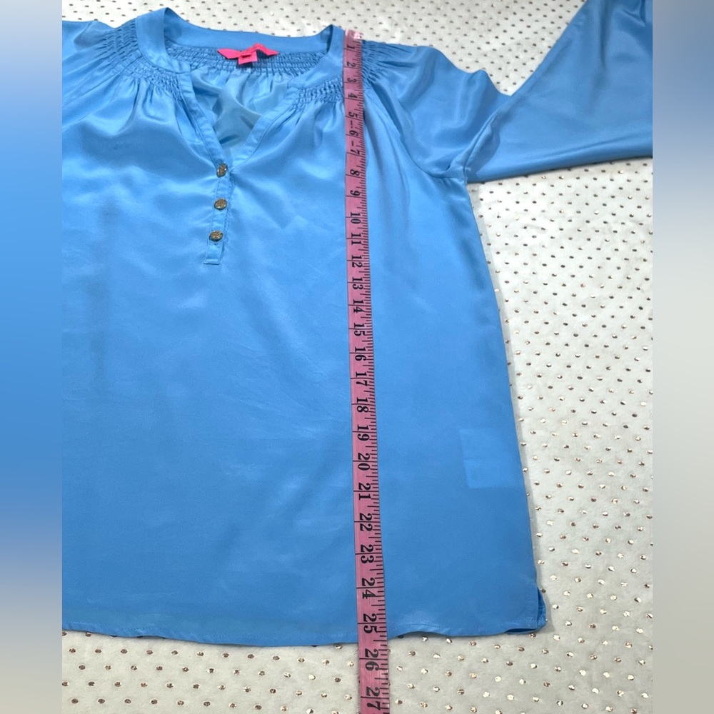 LILLY PULITZER Elsa Silk Top Caribbean Blue MSRP $178 - Picture 15 of 16